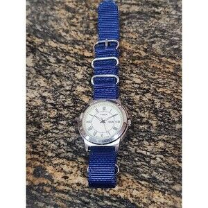 Timex Indiglo Bank Street Men’s Watch Navy Blue Nato Strap/Band Day Date Casual